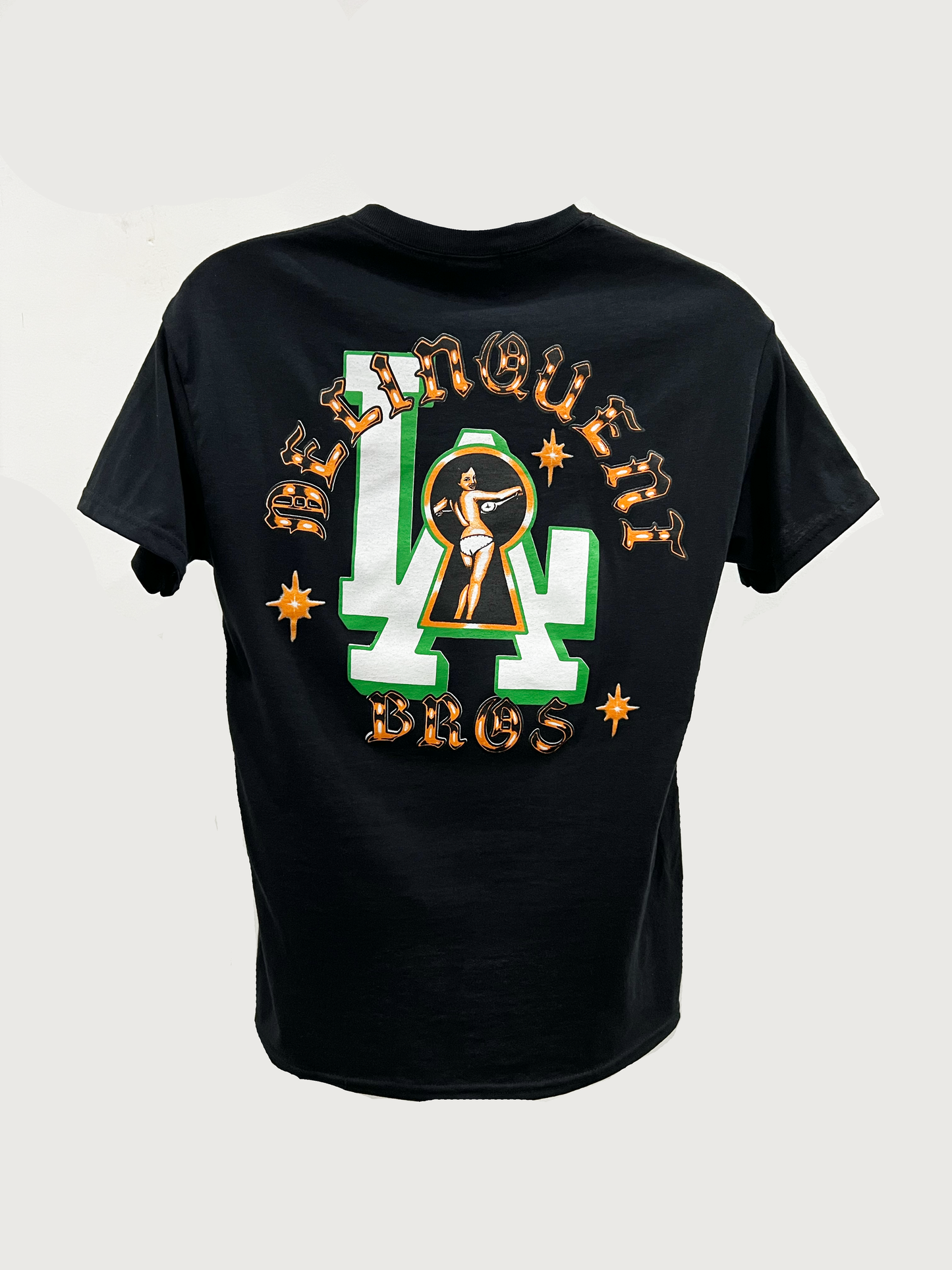 "Peek a Boo" Double sided print Tee in Black.