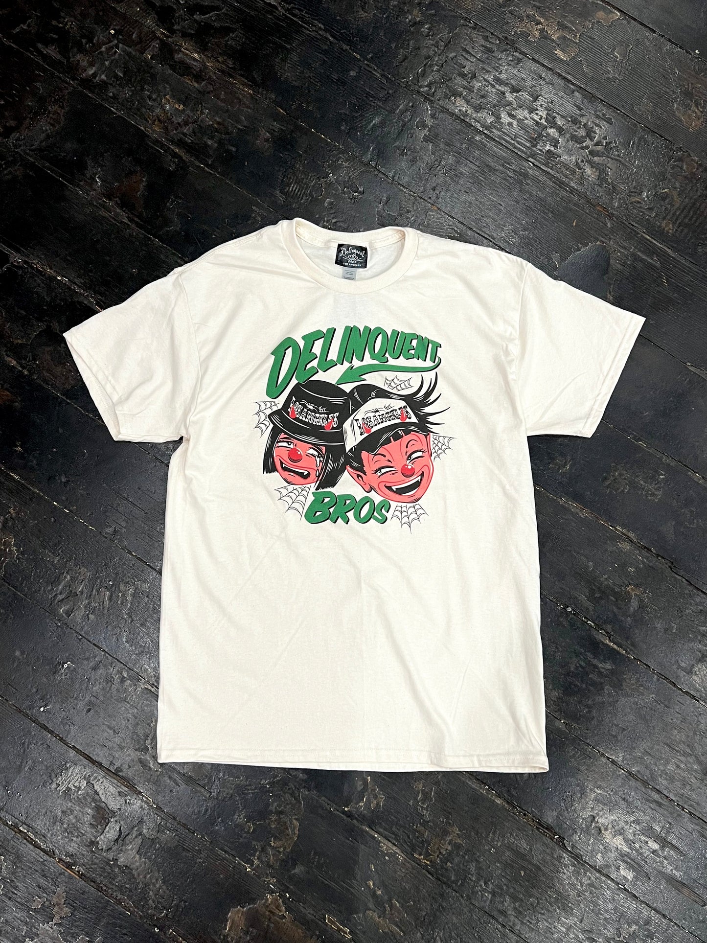 "Good times,Bad times"Front Print Tee in Natural