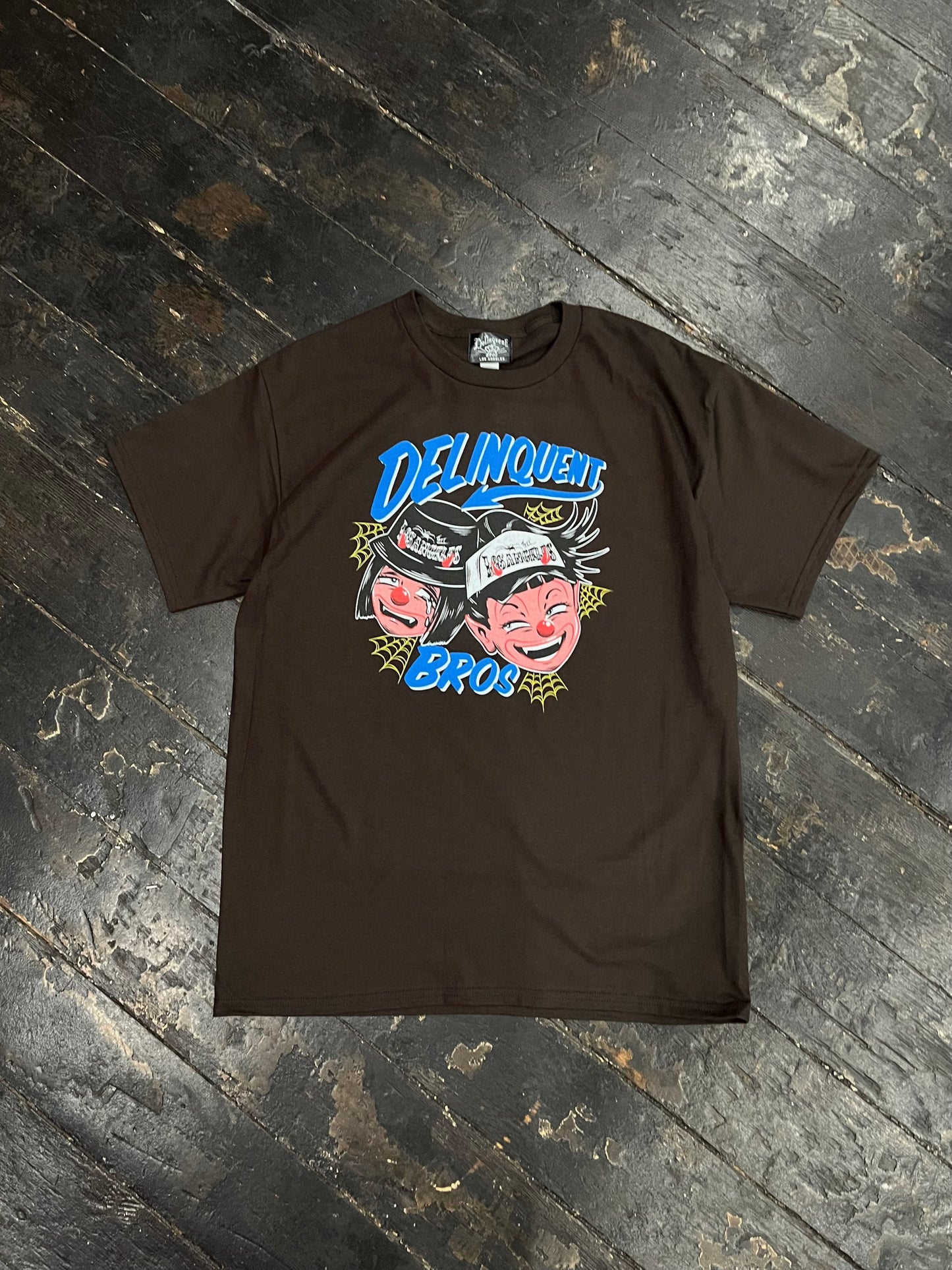 "Good times,Bad times"Front Print Tee in Brown