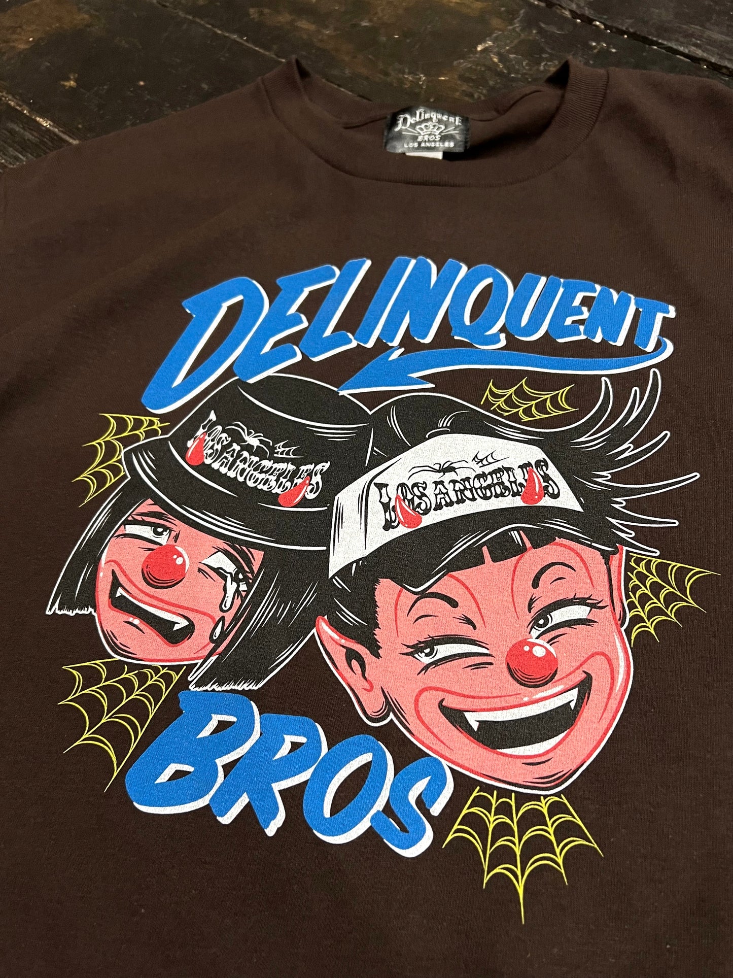 "Good times,Bad times"Front Print Tee in Brown