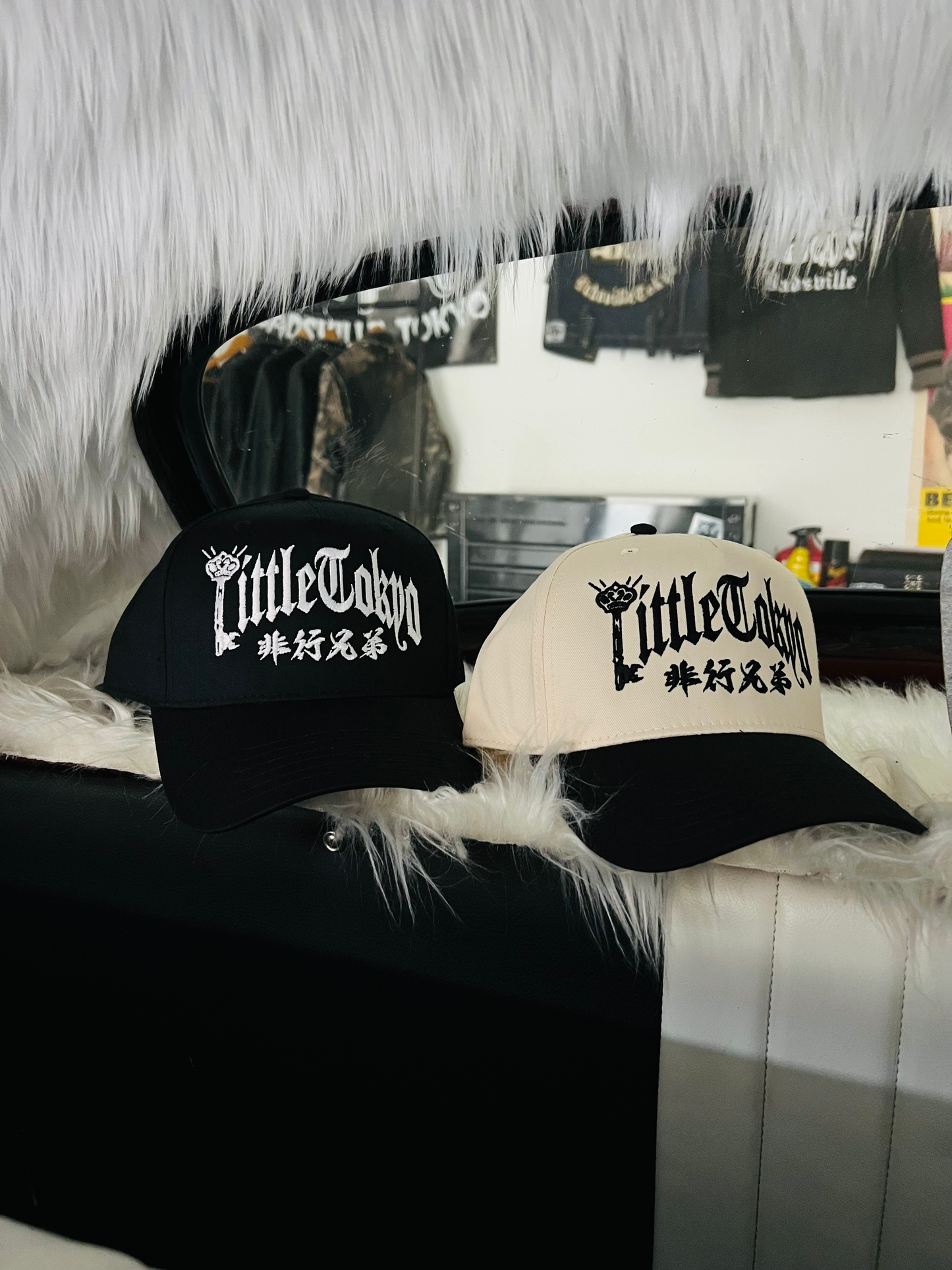 "Little Tokyo Delinquent" Snap Back in Natural/Black (Only Front Embroidery)