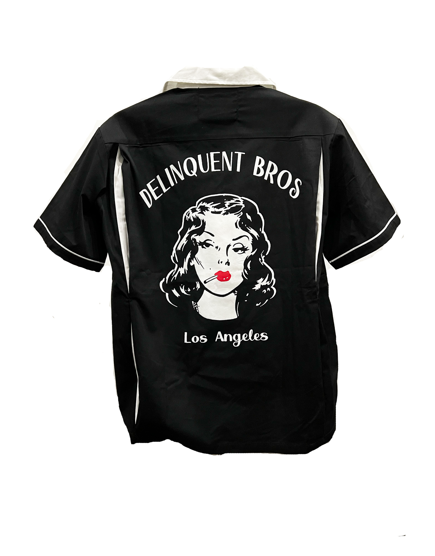 Smoke Girl Bowling Shirt in Black/White