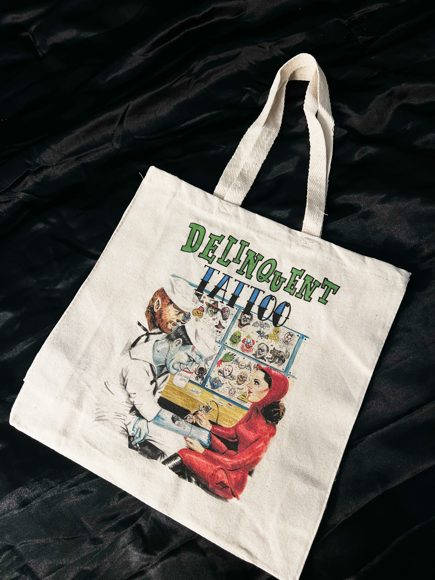 "Delinquent Tattoo" Canvas Tote Bag