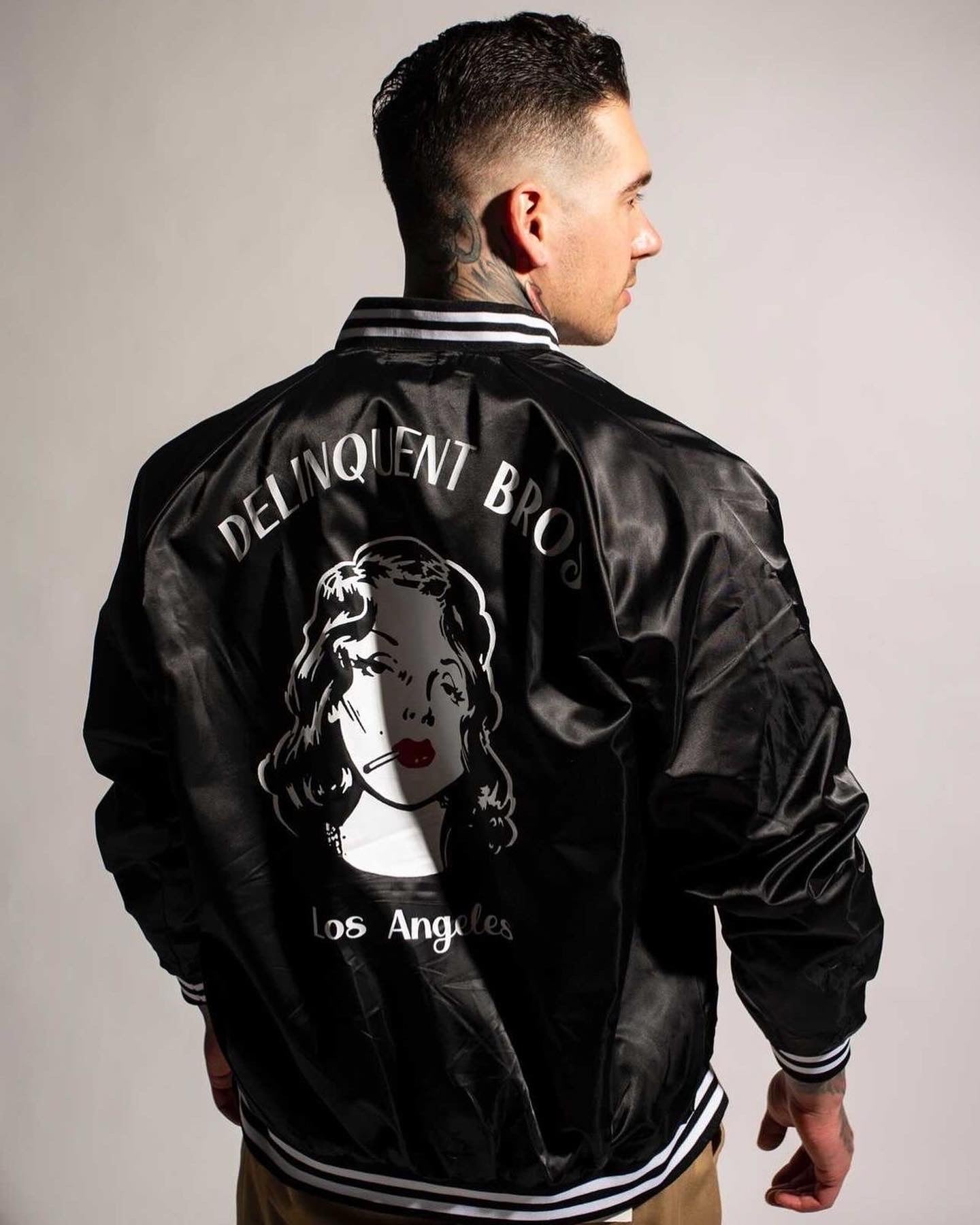 New Smoke Girl Baseball Jacket in Black