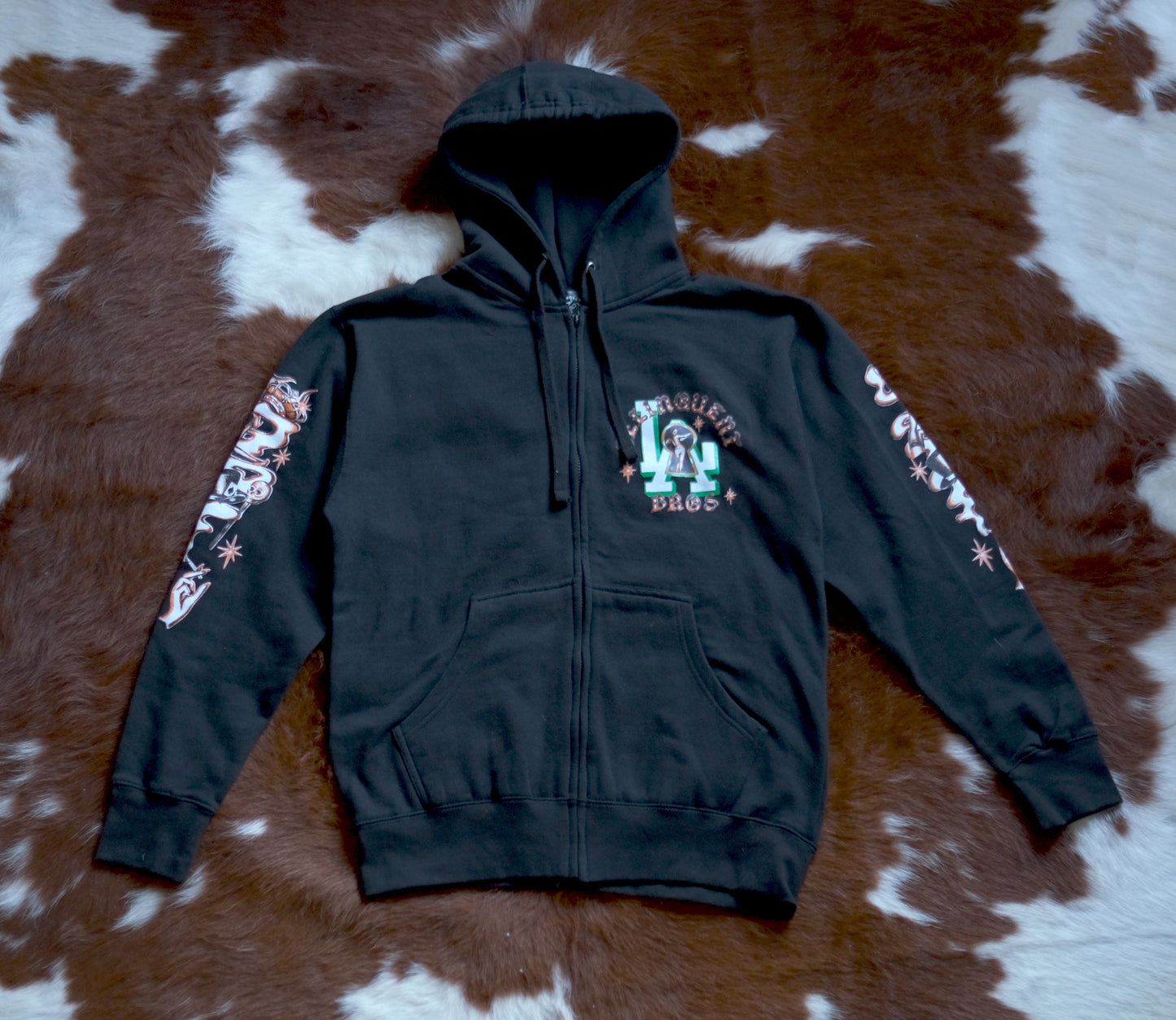 "Peek a Boo" Full Zip Hoodie in Black.