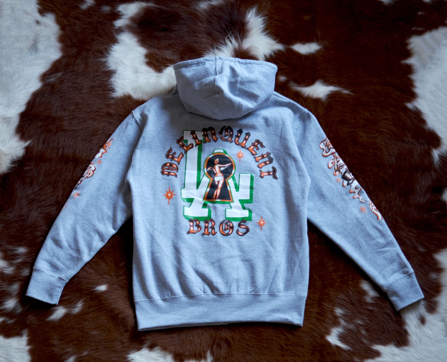 "Peek a Boo" Full Zip Hoodie in Gray.
