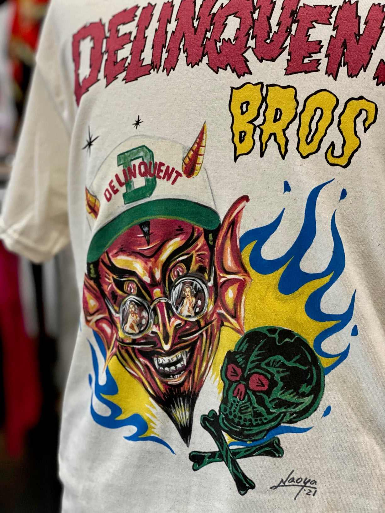 Delinquent Devil Tee in Natural