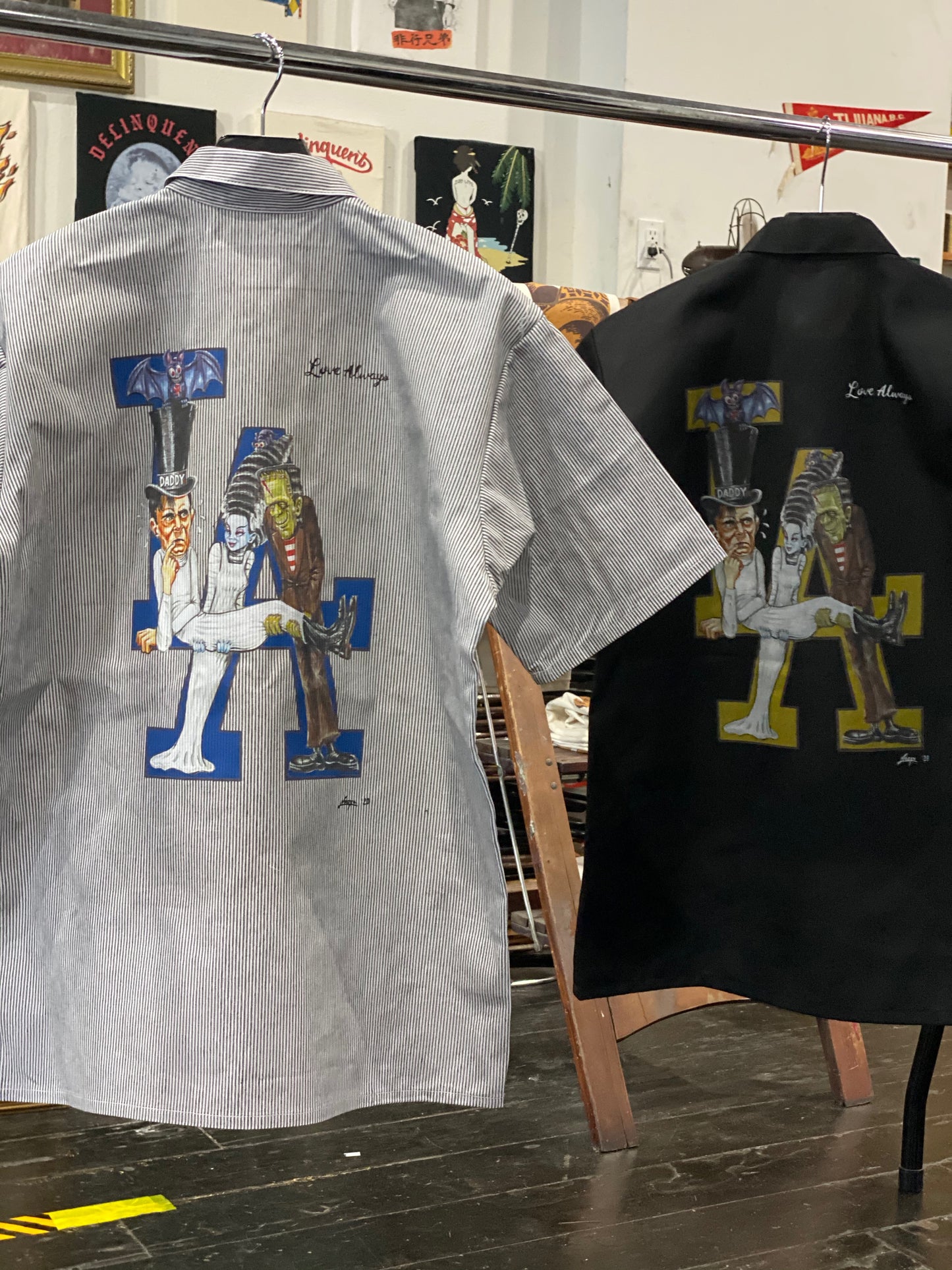 LA Monster 1/4 zip work shirt in Black