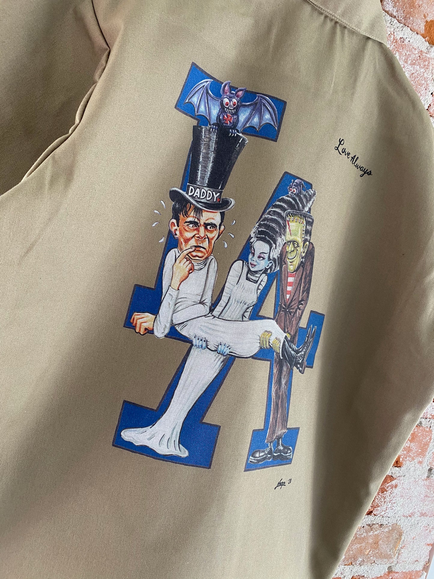 LA Monster 1/4 zip work shirt in Khaki