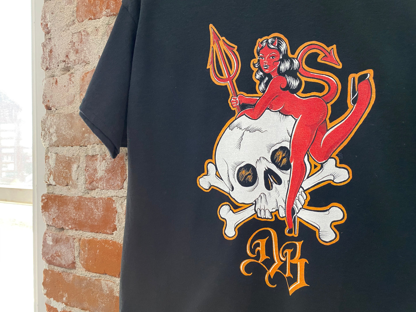 Devil Girl & Skull Tee in Black