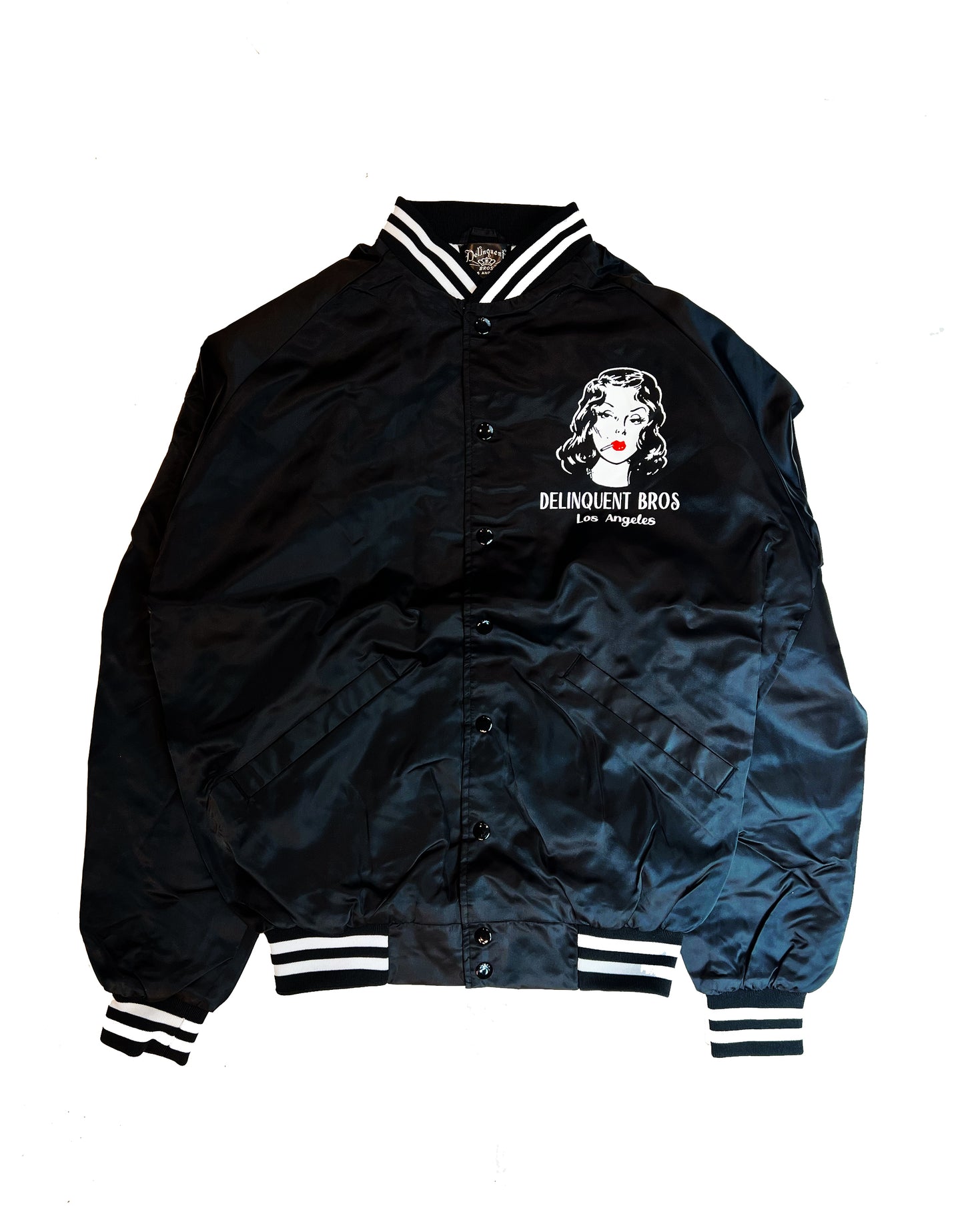 New Smoke Girl Baseball Jacket in Black
