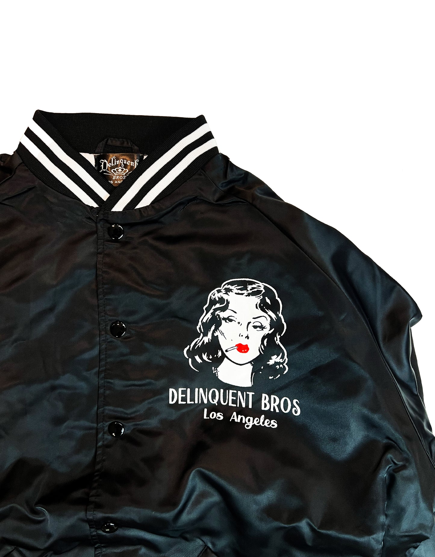 New Smoke Girl Baseball Jacket in Black