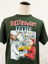Load image into Gallery viewer, &quot;Delinquent Tattoo&quot; Tee in F Green