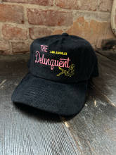 Load image into Gallery viewer, The Delinquent Corduroy Snap Back Cap in Black