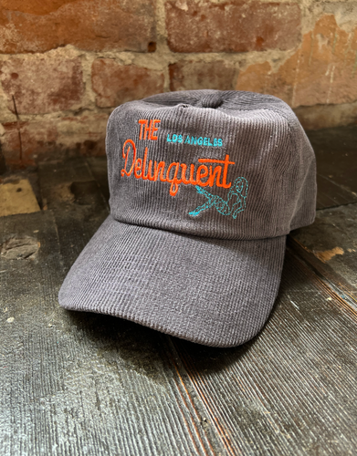The Delinquent Corduroy Snap Back Cap in Gray