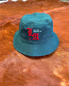 To Live and Die in LA Corduroy Bucket Hat in Green