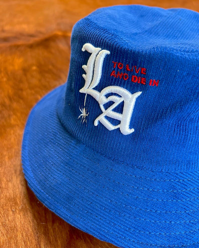 To Live and Die in LA Corduroy Bucket Hat in Blue