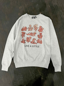 "Live a Little" Crewneck Sweat Shirts in Gray