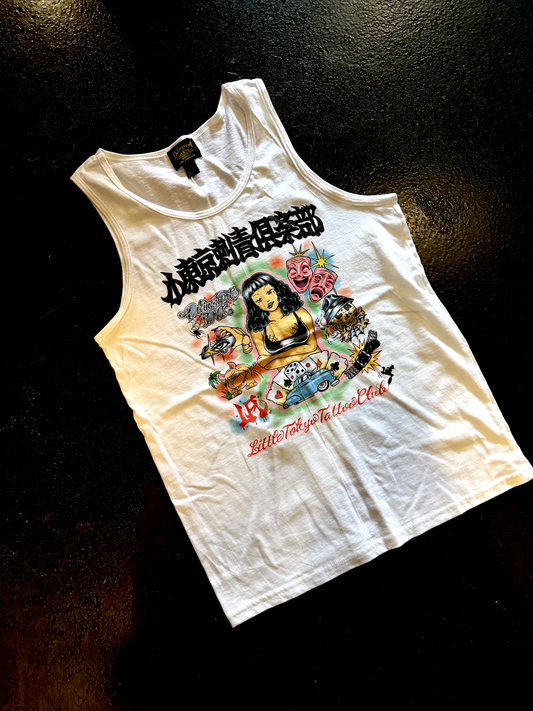 "Little Tokyo Tattoo Club" Tank in White