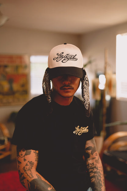 "Smoke & Ink" Snap Back Cap in Natural/Black