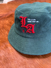 Load image into Gallery viewer, To Live and Die in LA Corduroy Bucket Hat in Green