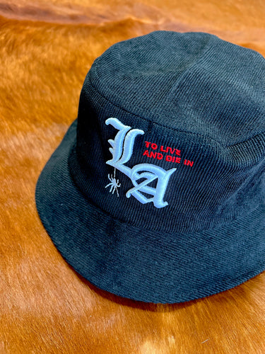 To Live and Die in LA Corduroy Bucket Hat in Black