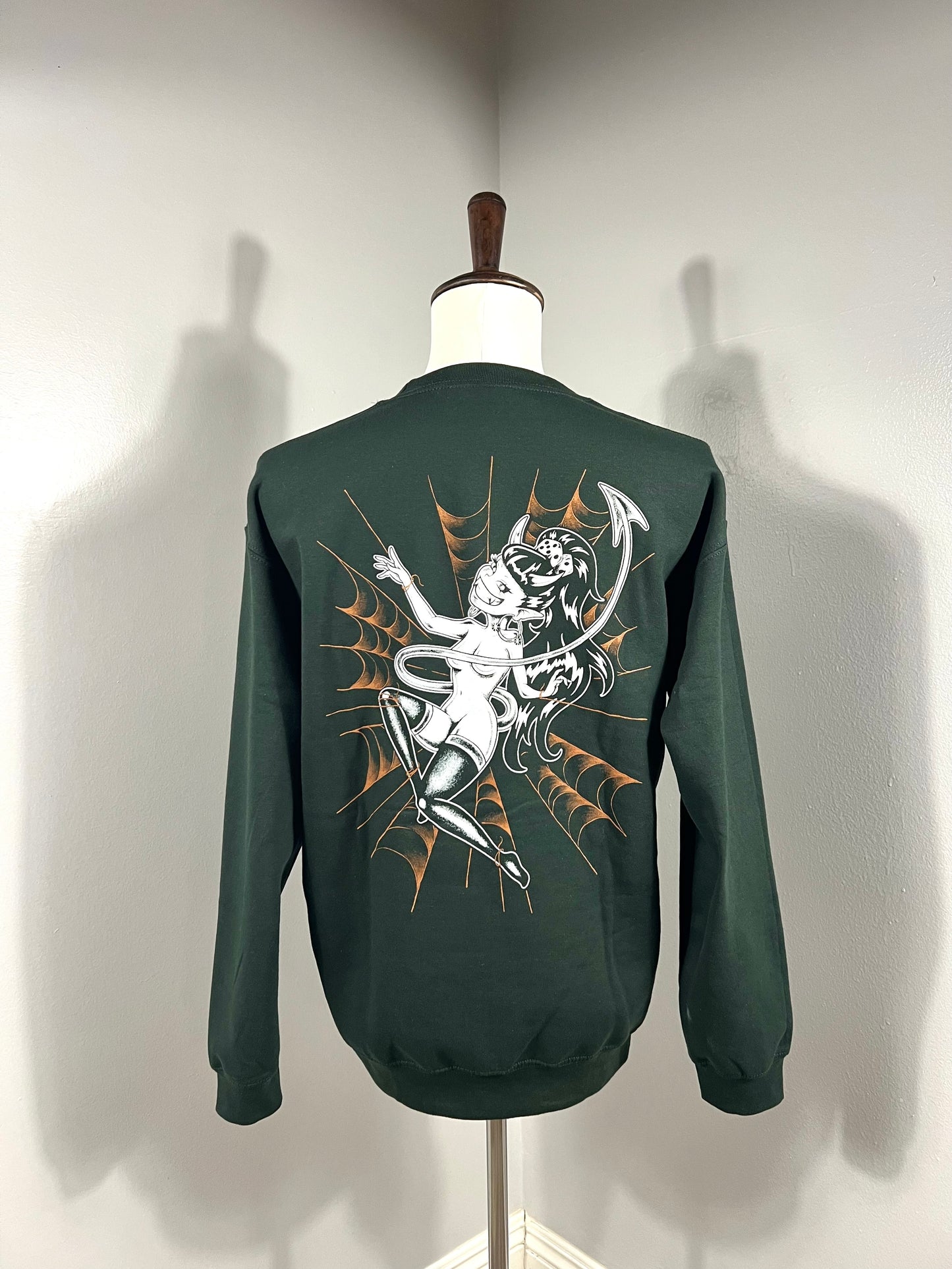 "Spider Trap" Crewneck Sweat in Green