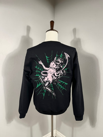 "Spider Trap" Crewneck Sweat in Black