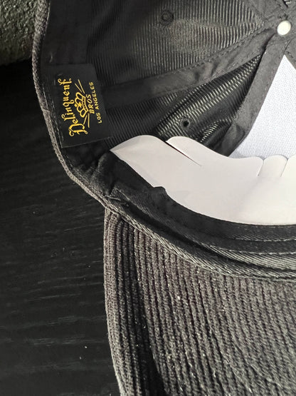 New "To Live and Die in LA"Corduroy Snap Back Cap in Black