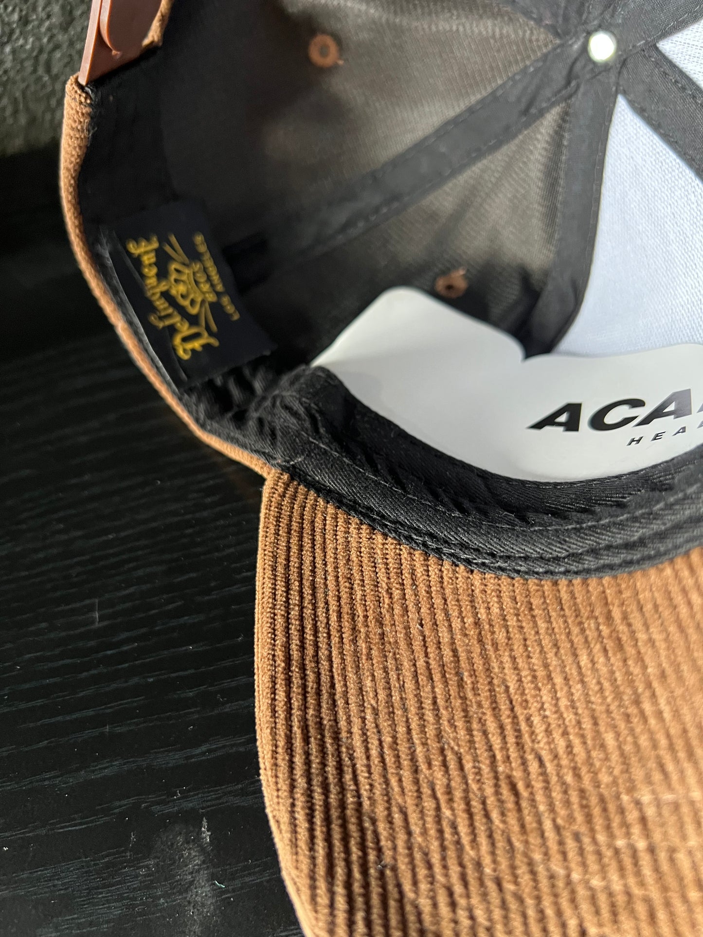 New "To Live and Die in LA"Corduroy Snap Back Cap in Brown
