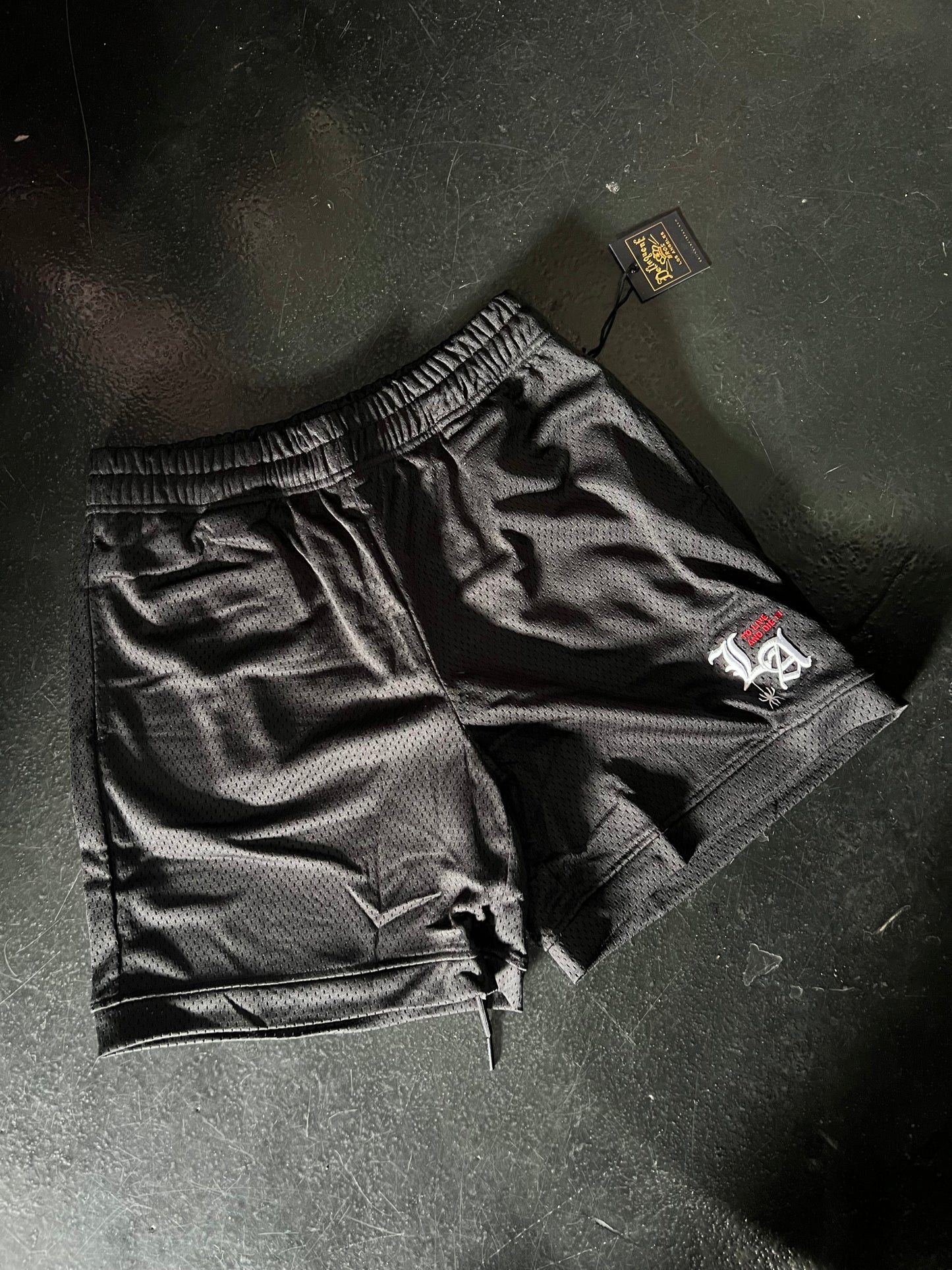 "To Live and Die in LA" Mesh Shorts in Black