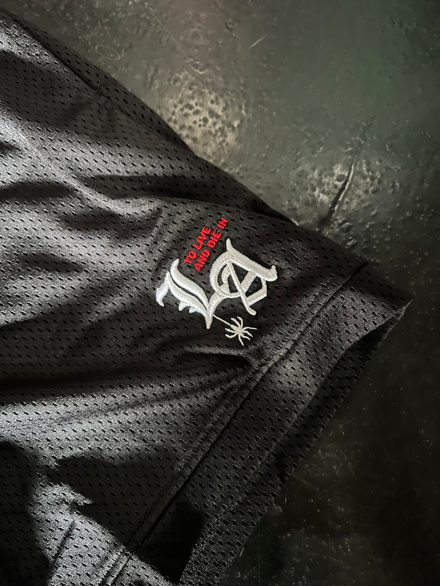 "To Live and Die in LA" Mesh Shorts in Black