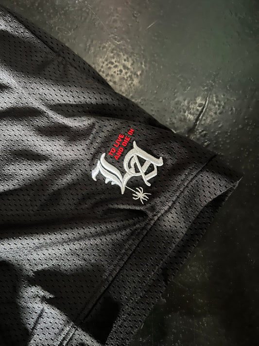 "To Live and Die in LA" Mesh Shorts in Black