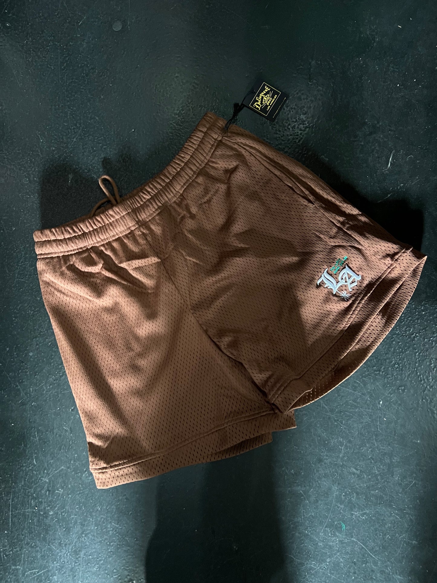 "To Live and Die in LA" Mesh Shorts in Brown