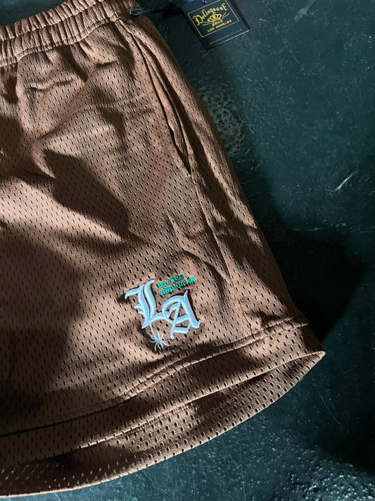 "To Live and Die in LA" Mesh Shorts in Brown