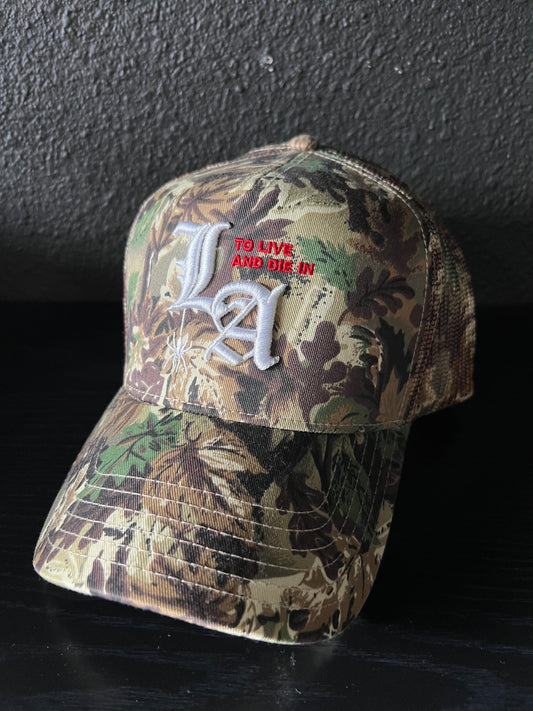 "To Live and Die in LA" Trucker Hat in Camo