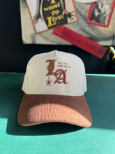 Load image into Gallery viewer, New &quot;To Live and Die in LA&quot;Corduroy Snap Back Cap in Natural/Brown