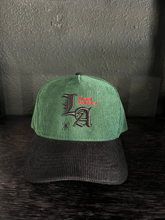 Load image into Gallery viewer, New &quot;To Live and Die in LA&quot;Corduroy Snap Back Cap in Green/Black