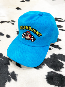"Faster,Baby"Corduroy Snap Back Cap in Sky Blue