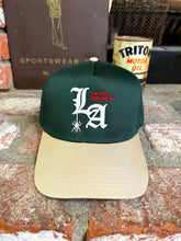 Load image into Gallery viewer, To live and Die in LA 5 Panel Snap Back Cap in Green/Beige