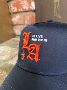 To live and Die in LA 5 Panel Snap Back Cap in Navy