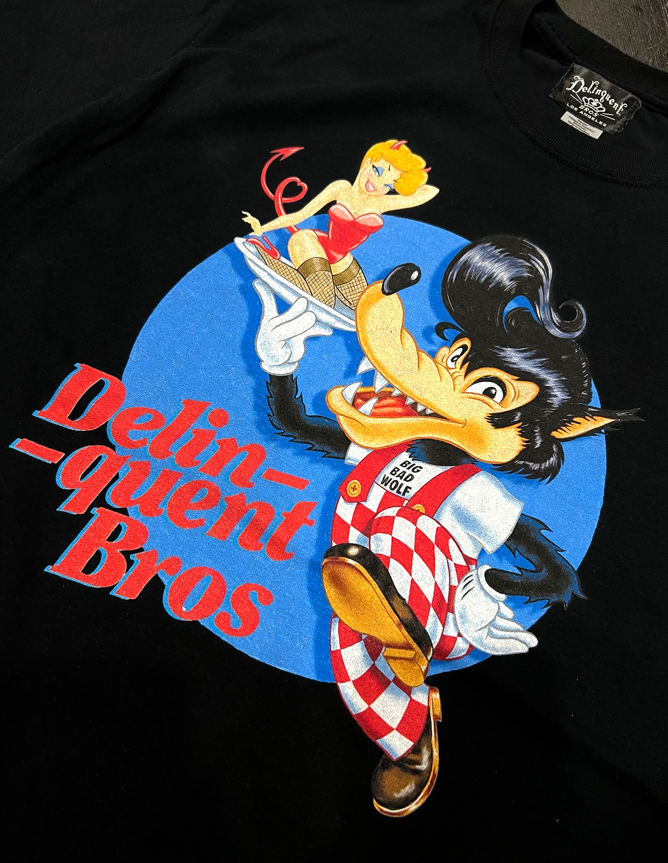 Big Bad Wolf Tee in Black Delinquent Bros