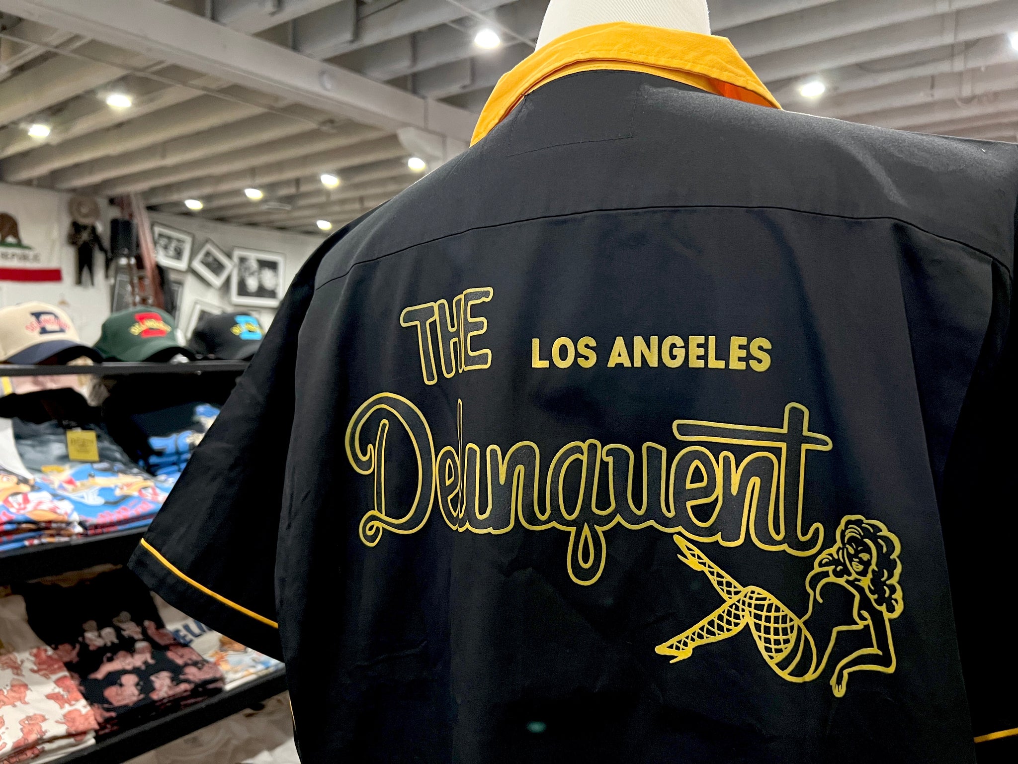The Delinquent LA Bowling Shirt in Black/Yellow – Delinquent Bros