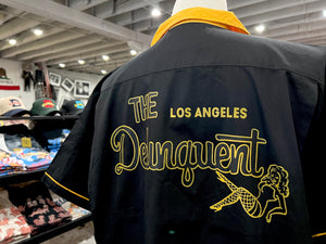 The Delinquent LA Bowling Shirt in Black/Yellow