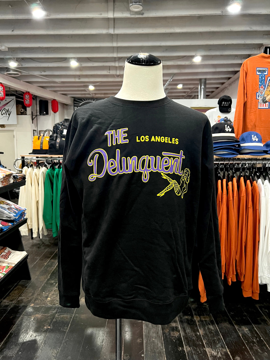 The Delinquent LA Crew Neck Sweatshirt in Black