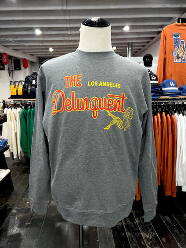 The Delinquent LA Crew Neck Sweatshirt in Gray