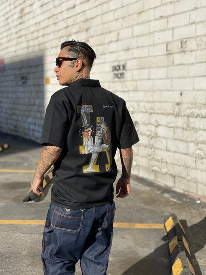 LA Monster 1/4 zip work shirt in Black