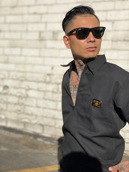 LA Monster 1/4 zip work shirt in Black