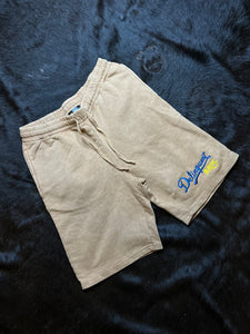 Vintage Washed Embroidered Logo Sweat Shorts in Beige