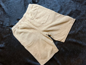 Vintage Washed Embroidered Logo Sweat Shorts in Beige